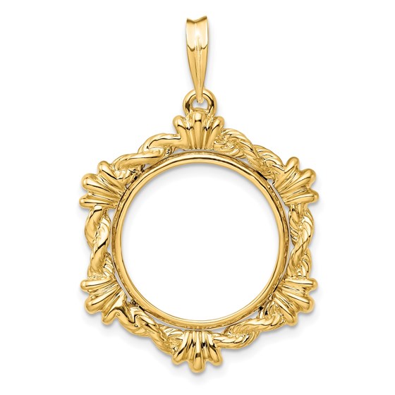14K Rope w/ Shell Motif 17.8 mm Prong Coin Bezel 14K Rope w/ Shell Motif 17.8 mm Prong Coin Bezel