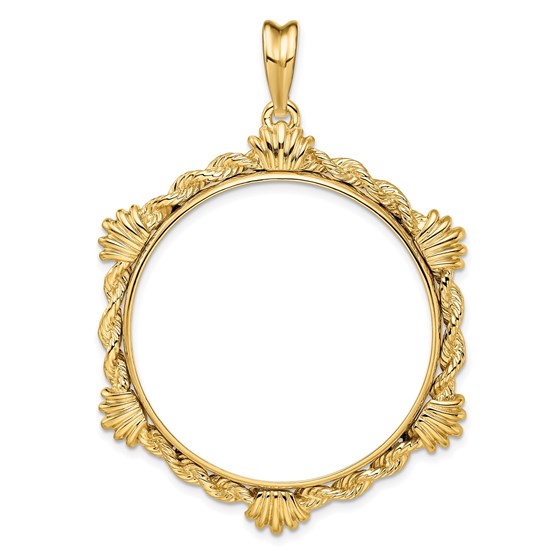 14K Rope w/ Shell Motif 34.2 mm Prong Coin Bezel 14K Rope w/ Shell Motif 34.2 mm Prong Coin Bezel