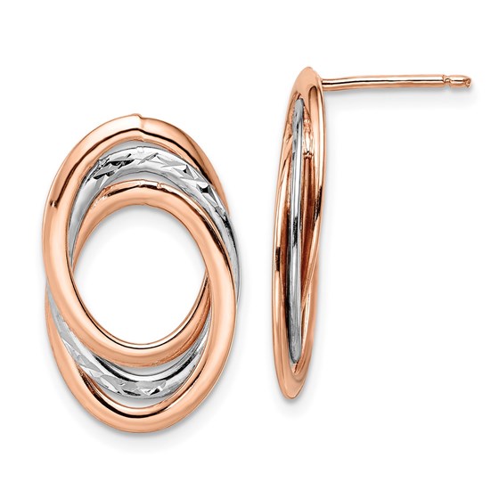 14K Rose and White Gold D/C Post Dangle Earrings - 23.25 mm 14K Rose and White Gold D/C Post Dangle Earrings - 23.25 mm