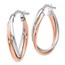 14K Rose and White Gold Polished Fancy Hoop Earrings - 29 mm