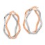 14K Rose and White Gold Polished Wavy Hoop Earrings - 30 mm