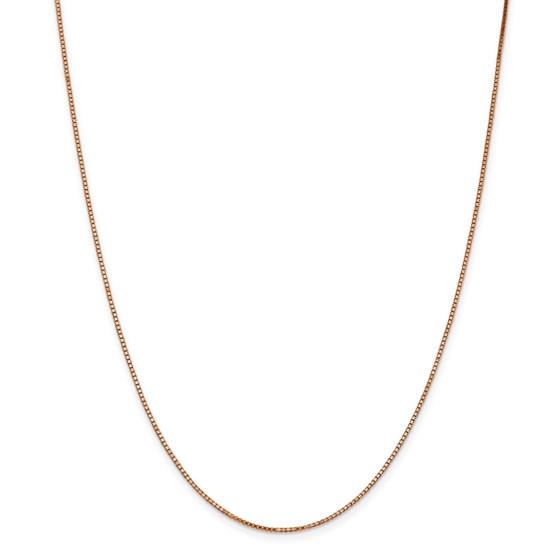 14k Rose Gold 1.10 mm Box Link Chain - 22 in. 14k Rose Gold 1.10 mm Box Link Chain - 22 in.