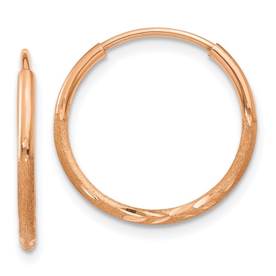 14k Rose Gold 1.25mm Diamond-cut Endless Hoop Earring - 15.5 mm 14k Rose Gold 1.25mm Diamond-cut Endless Hoop Earring - 15.5 mm