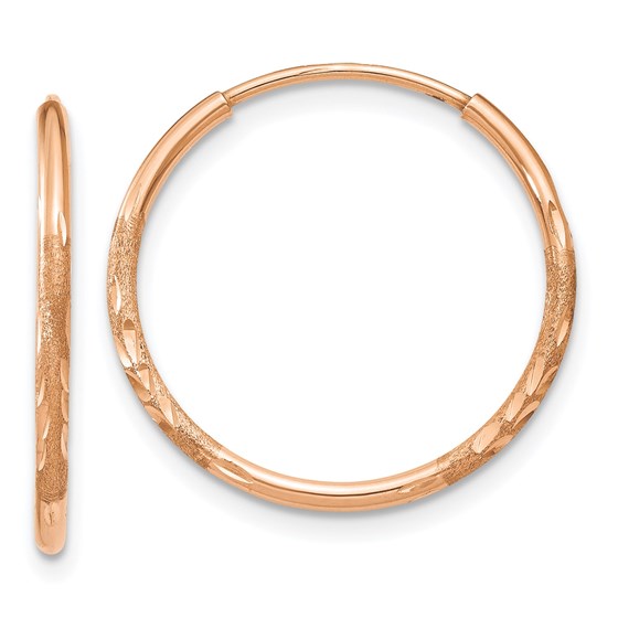 14k Rose Gold 1.25mm Diamond-cut Endless Hoop Earring - 18.25 mm 14k Rose Gold 1.25mm Diamond-cut Endless Hoop Earring - 18.25 mm