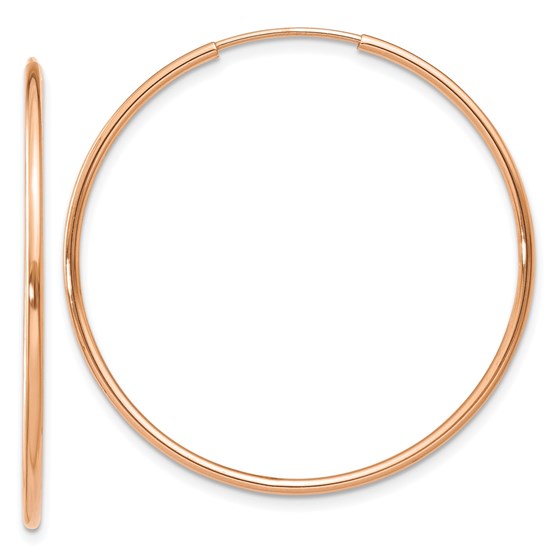 14k Rose Gold 1.2mm Polished Endless Hoop Earrings - 34.15 mm 14k Rose Gold 1.2mm Polished Endless Hoop Earrings - 34.15 mm