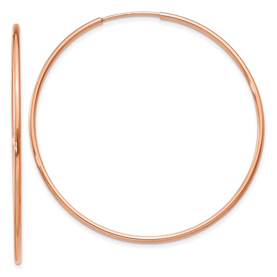14k Rose Gold 1.2mm Polished Endless Hoop Earrings - 42.75 mm 14k Rose Gold 1.2mm Polished Endless Hoop Earrings - 42.75 mm