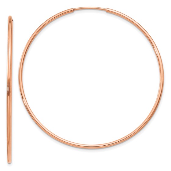 14k Rose Gold 1.2mm Polished Endless Hoop Earrings - 45.25 mm 14k Rose Gold 1.2mm Polished Endless Hoop Earrings - 45.25 mm