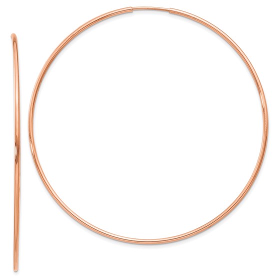 14k Rose Gold 1.2mm Polished Endless Hoop Earrings - 58 mm 14k Rose Gold 1.2mm Polished Endless Hoop Earrings - 58 mm