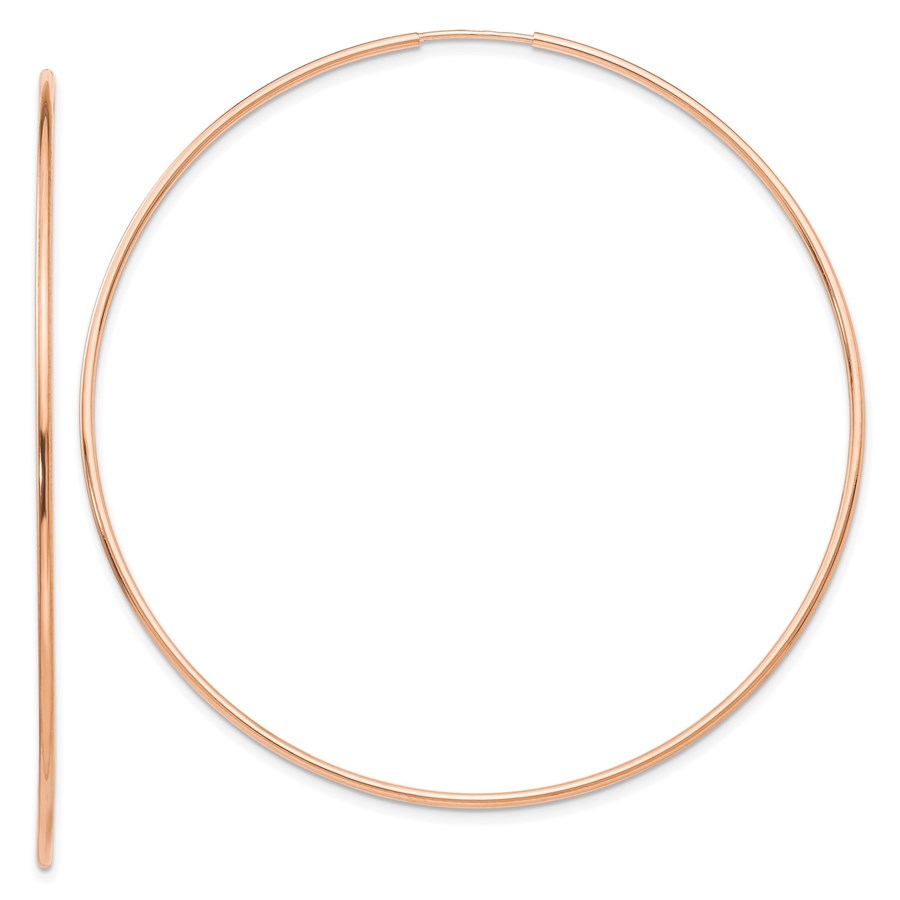 14k Rose Gold 1.2mm Polished Endless Hoop Earrings - 61.75 mm