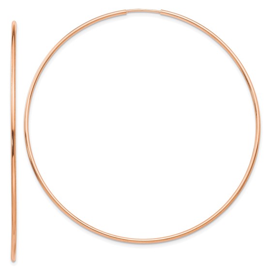 14k Rose Gold 1.2mm Polished Endless Hoop Earrings - 62 mm 14k Rose Gold 1.2mm Polished Endless Hoop Earrings - 62 mm