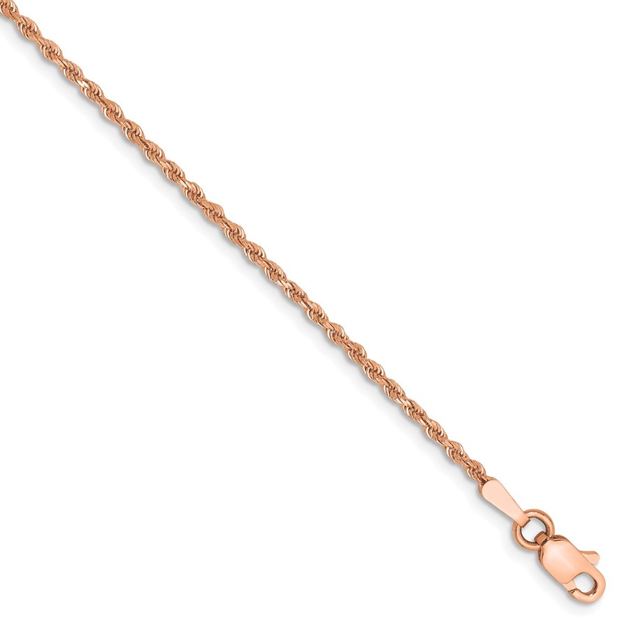 14k Rose Gold 1.5 mm Diamond Cut Rope Chain - 7 in.