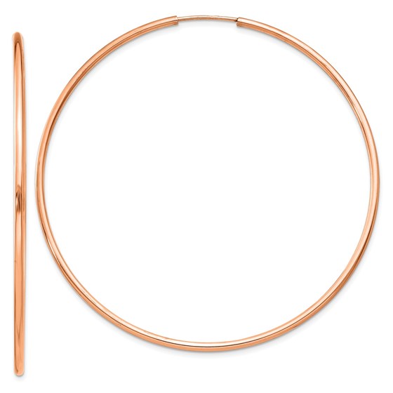 14k Rose Gold 1.5 mm Polished Endless Hoop Earrings - 50 mm 14k Rose Gold 1.5 mm Polished Endless Hoop Earrings - 50 mm