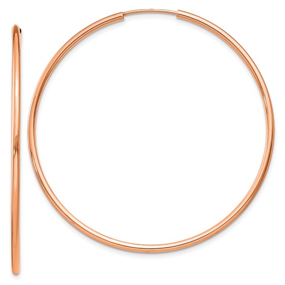 14k Rose Gold 1.5mm Polished Endless Hoop Earrings - 45 mm 14k Rose Gold 1.5mm Polished Endless Hoop Earrings - 45 mm