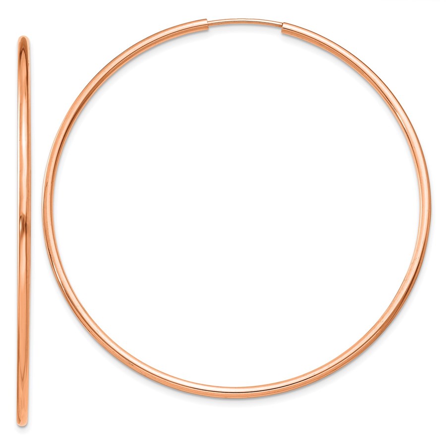 14k Rose Gold 1.5mm Polished Endless Hoop Earrings - 52 mm