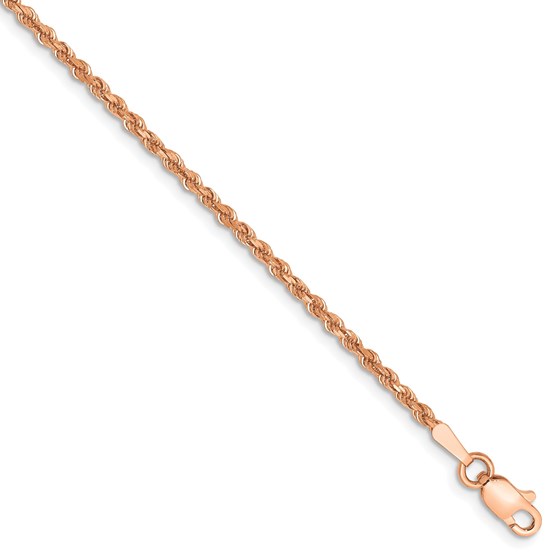 14k Rose Gold 1.75 mm Diamond Cut Rope Chain - 8 in. 14k Rose Gold 1.75 mm Diamond Cut Rope Chain - 8 in.