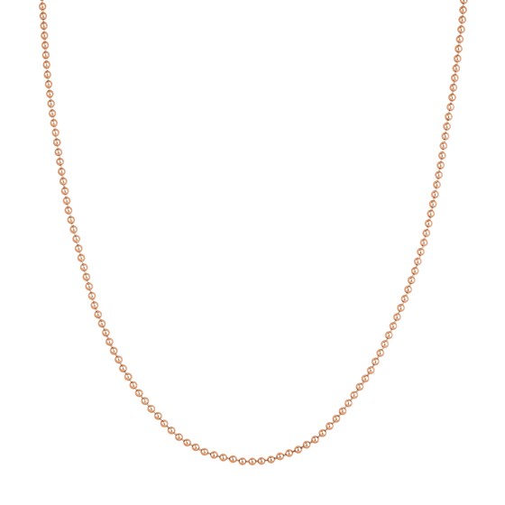 14K Rose Gold 2 mm Bead Chain w/ Lobster Clasp - 24 in.
