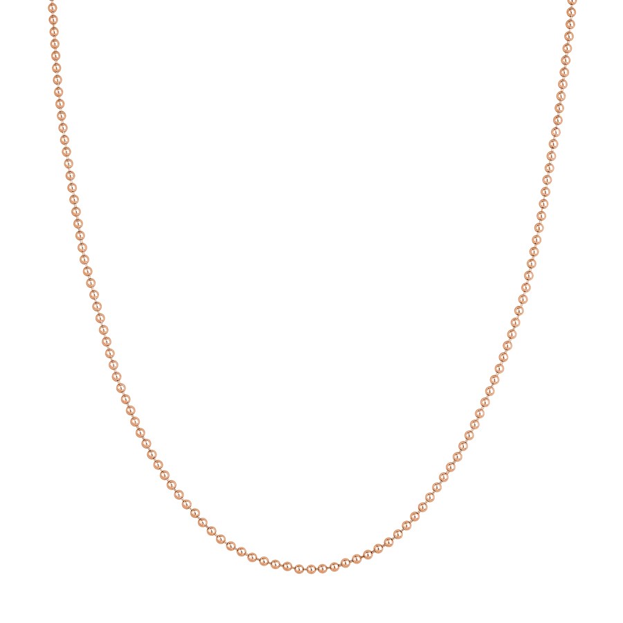 14K Rose Gold 2 mm Bead Chain w/ Lobster Clasp - 24 in.