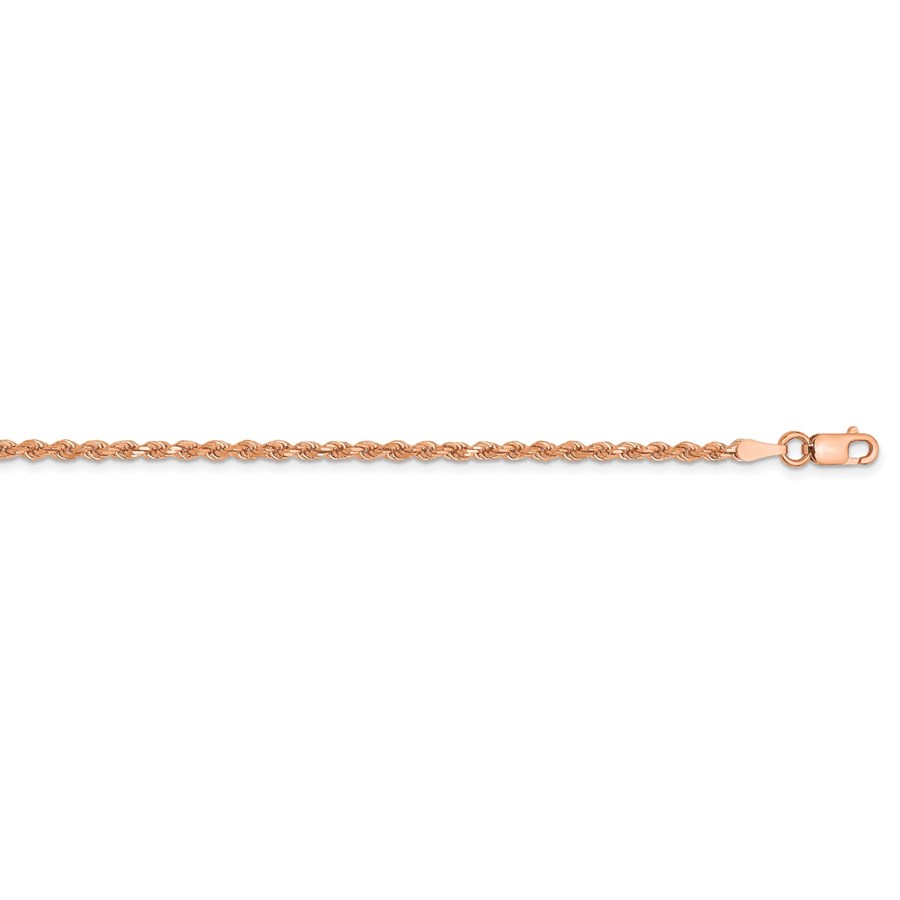 14k Rose Gold 2 mm Diamond-cut Rope Chain Anklet - 10 in.