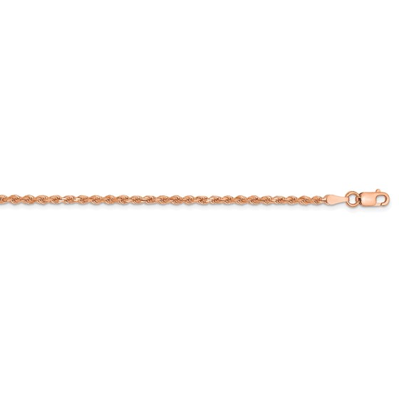 14k Rose Gold 2 mm Diamond-cut Rope Chain Anklet - 10 in. 14k Rose Gold 2 mm Diamond-cut Rope Chain Anklet - 10 in.