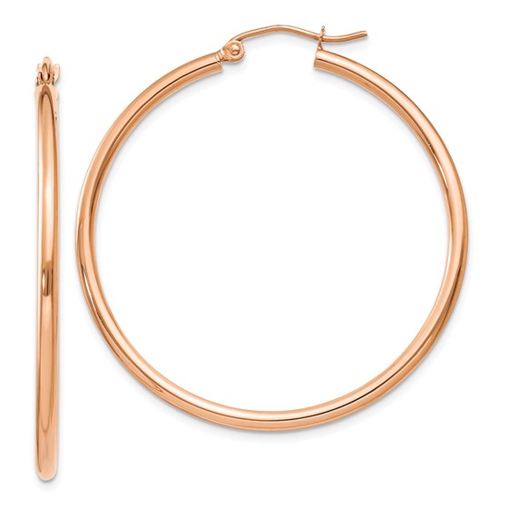 14k Rose Gold 2 mm Polished Hoop Earrings 14k Rose Gold 2 mm Polished Hoop Earrings