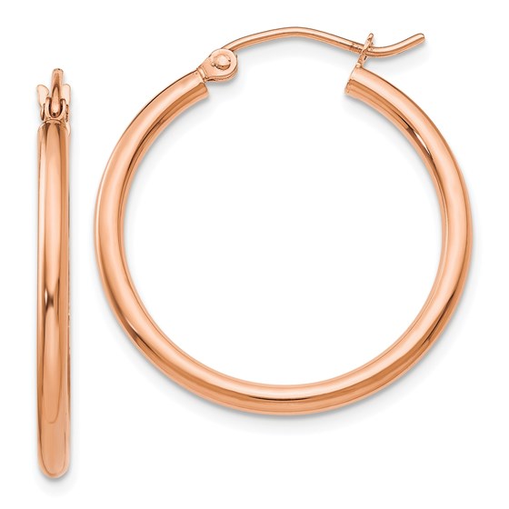 14k Rose Gold 25 mm Polished Hoop Earrings 14k Rose Gold 25 mm Polished Hoop Earrings