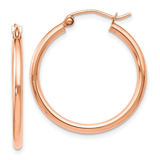 14K Rose Gold 2mm Polished Hoop Earrings - 26 mm 14K Rose Gold 2mm Polished Hoop Earrings - 26 mm