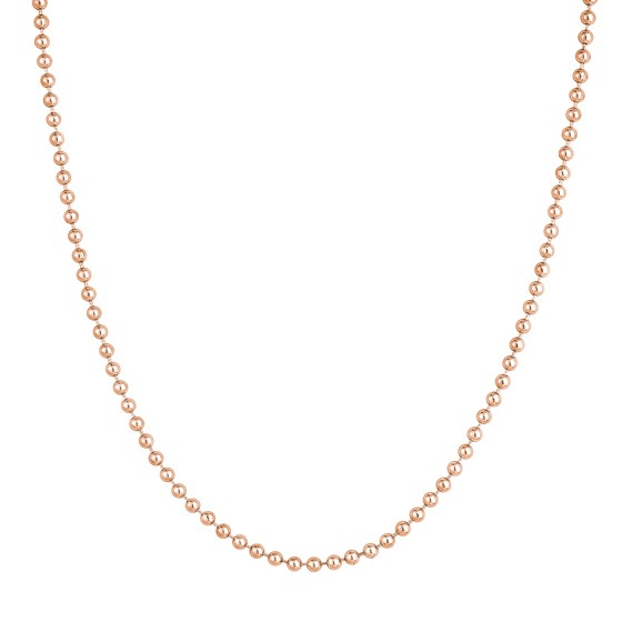 14K Rose Gold 3 mm Bead Chain w/ Lobster Clasp - 18 in.