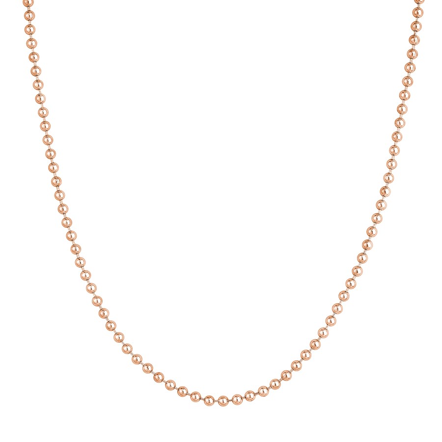 14K Rose Gold 3 mm Bead Chain w/ Lobster Clasp - 20 in.