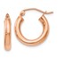 14K Rose Gold 3mm Polished Hoop Earrings - 17 mm