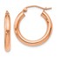 14K Rose Gold 3mm Polished Hoop Earrings - 20 mm