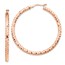14k Rose Gold 3x35 mm Diamond-cut Hoop Earrings - 45 mm