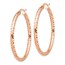 14k Rose Gold 3x35 mm Diamond-cut Hoop Earrings - 45 mm