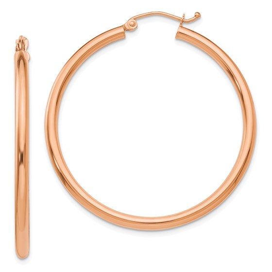 14k Rose Gold 40 mm Polished Hoop Earrings 14k Rose Gold 40 mm Polished Hoop Earrings