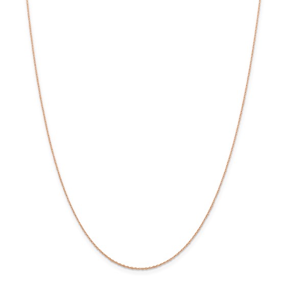 14k Rose Gold .5 mm Cable Rope Chain Necklace - 16 in. 14k Rose Gold .5 mm Cable Rope Chain Necklace - 16 in.