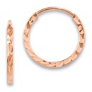 14k Rose Gold D/C Square Tube Endless Hoop Earrings - 14.75 mm