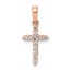 14K Rose Gold Diamond Cross Pendant - 13 mm