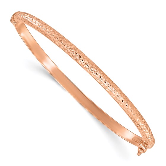 14K Rose Gold Diamond Cut 4mm Hinged Bangle 14K Rose Gold Diamond Cut 4mm Hinged Bangle
