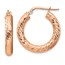14k Rose Gold Diamond-cut Round Hoop Earrings - 4x15 mm