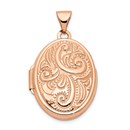14k Rose Gold Domed Oval Locket - 21 mm