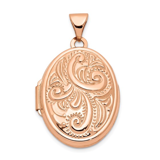 14k Rose Gold Domed Oval Locket - 21 mm 14k Rose Gold Domed Oval Locket - 21 mm