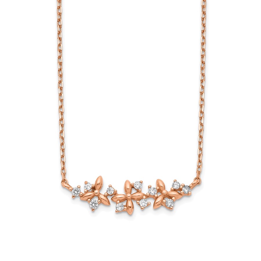 14K Rose Gold Fancy CZ w/ 1in ext. Necklace - 16 in.