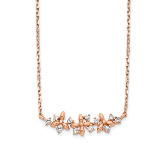 14K Rose Gold Fancy CZ w/ 1in ext. Necklace - 16 in. 14K Rose Gold Fancy CZ w/ 1in ext. Necklace - 16 in.