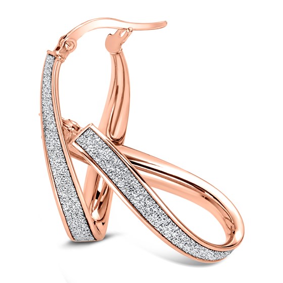 14k Rose Gold Gli mmer Infused Twisted Hoop Earrings 14k Rose Gold Gli mmer Infused Twisted Hoop Earrings