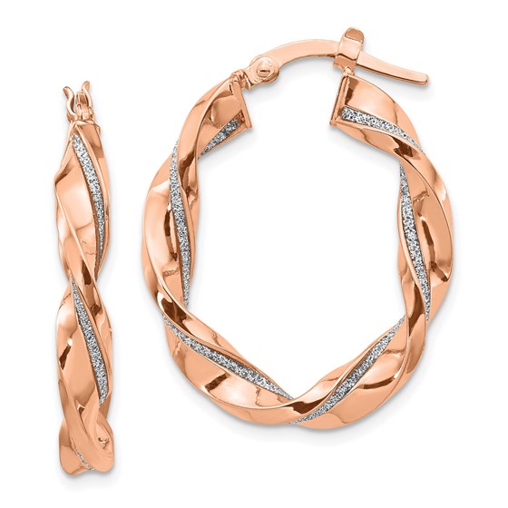 14K Rose Gold Glimmer Infused Twisted Hoop Earrings - 30 mm 14K Rose Gold Glimmer Infused Twisted Hoop Earrings - 30 mm