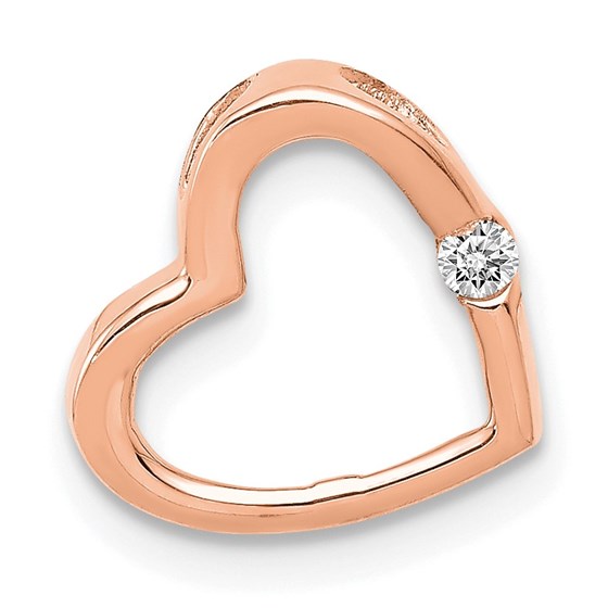 14K Rose Gold Heart Chain Slide Mounting - 10 mm 14K Rose Gold Heart Chain Slide Mounting - 10 mm