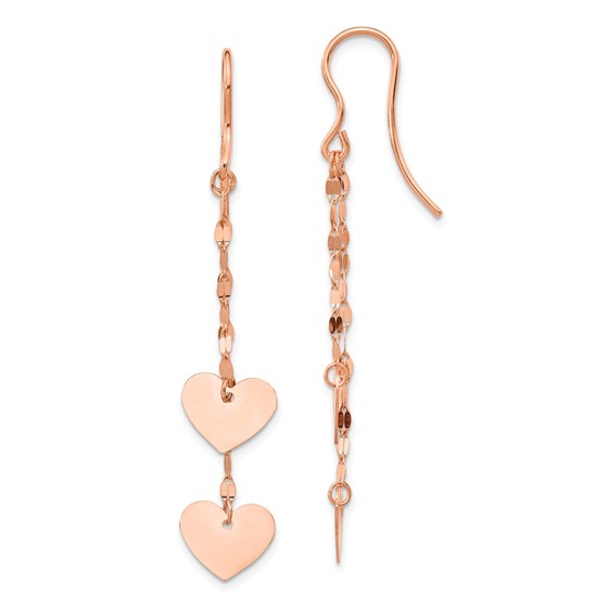 14k Rose Gold Heart Dangle Earrings 14k Rose Gold Heart Dangle Earrings