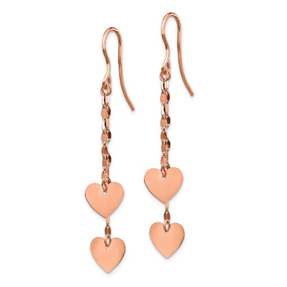 Buy 14k Rose Gold Heart Dangle Earrings APMEX