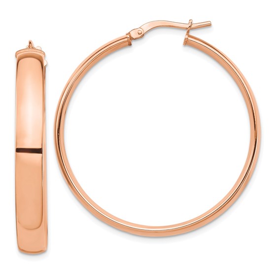 14k Rose Gold High Polished 5 mm Hoop Earrings - 45 mm 14k Rose Gold High Polished 5 mm Hoop Earrings - 45 mm