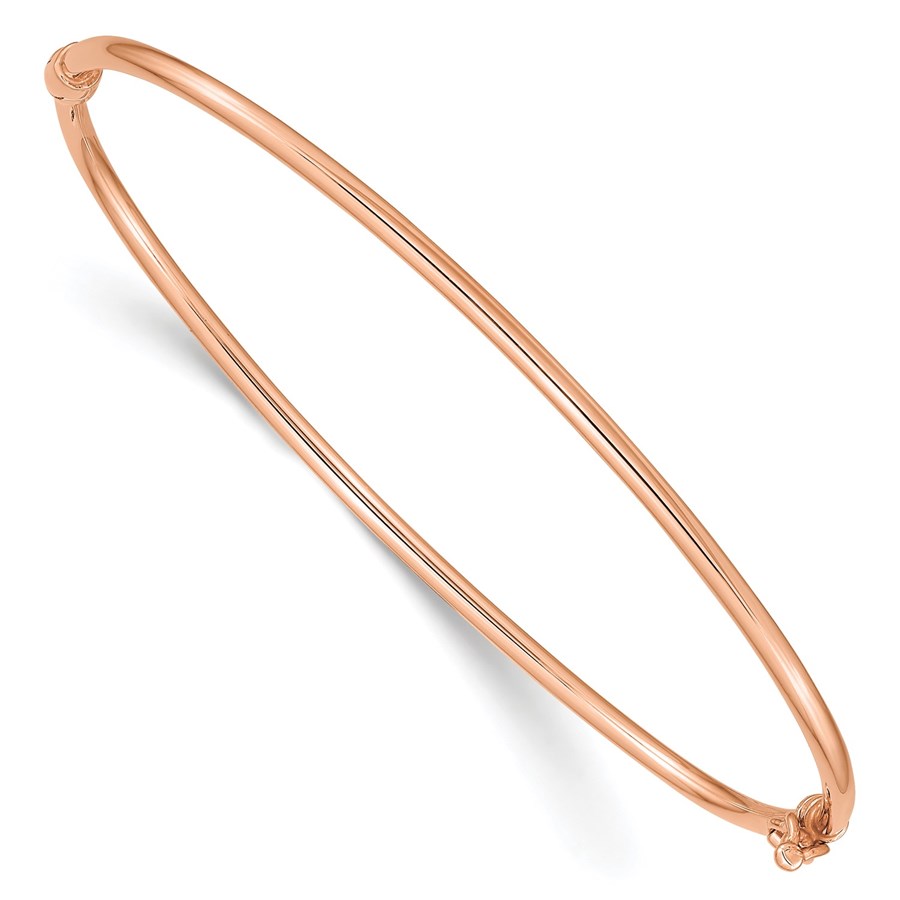 14K Rose Gold Hinged Bangle Bracelet 7 in.