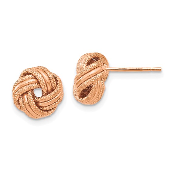 14K Rose Gold Knot Polished D/C Post Earrings - 8 mm 14K Rose Gold Knot Polished D/C Post Earrings - 8 mm